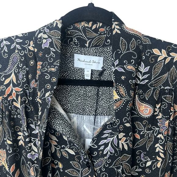 NWT Michael Stars Alexei Printed Bow Blouse Size 2X - Picture 4 of 12